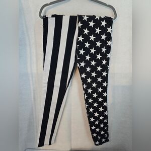Royal Bones Black White Stars and Stripes Split Leg Pants
